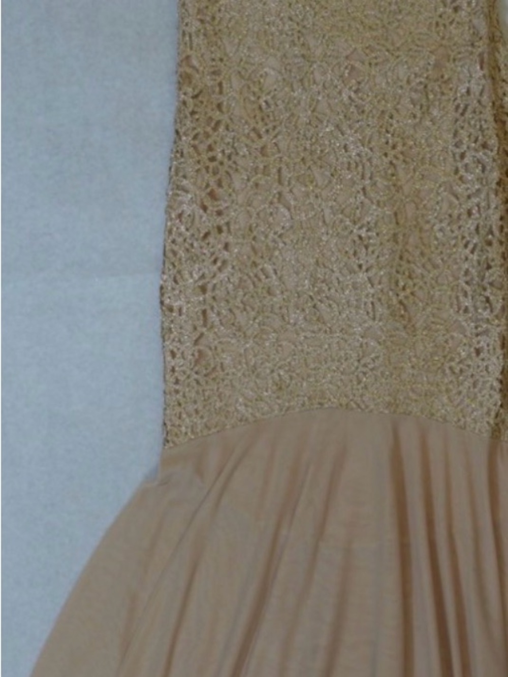 MARINA Beige Lace Bodice Maxi Dress